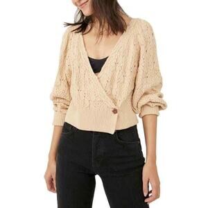 Free People Olive You Cable Wrap Cardigan Macadamia Size M 1672